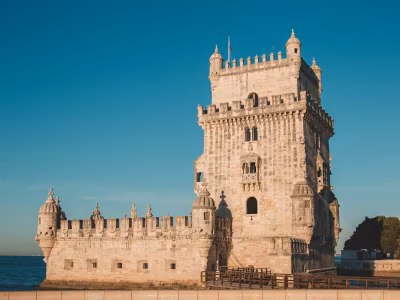 Belém Tower rising from the Tagus riverside in Lisbon