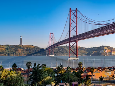 The 25 de Abril Bridge spanning the Tagus in Lisbon